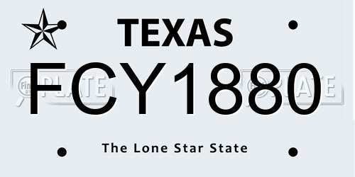 FCY1880 Texas License Plate