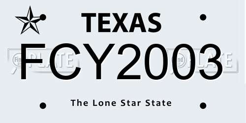 FCY2003 Texas License Plate