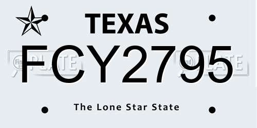 FCY2795 Texas License Plate