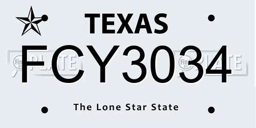 FCY3034 Texas License Plate