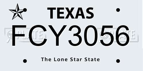 FCY3056 Texas License Plate