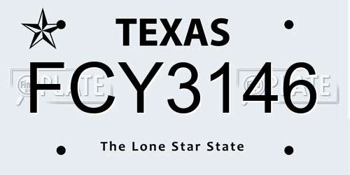 FCY3146 Texas License Plate
