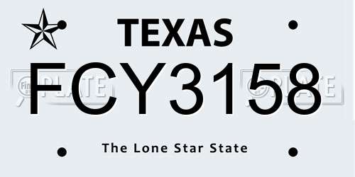 FCY3158 Texas License Plate