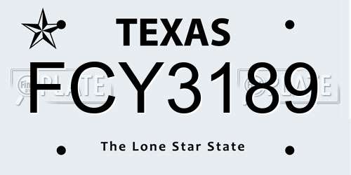 FCY3189 Texas License Plate