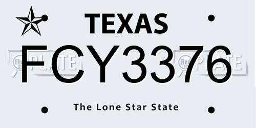 FCY3376 Texas License Plate