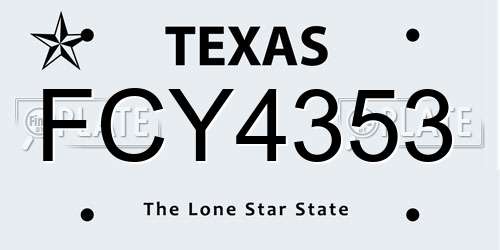 FCY4353 Texas License Plate