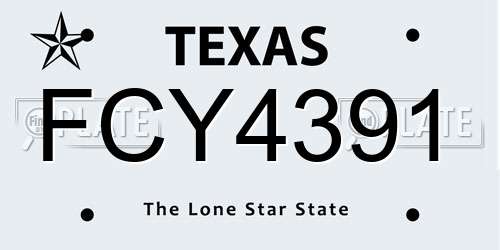 FCY4391 Texas License Plate