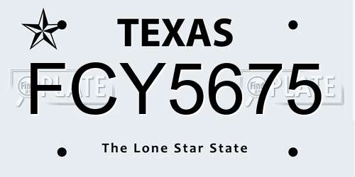 FCY5675 Texas License Plate
