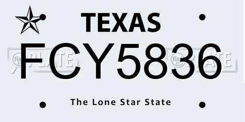 FCY5836 Texas License Plate