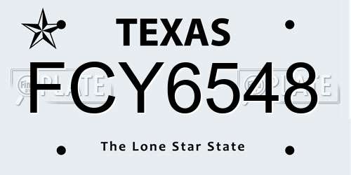 FCY6548 Texas License Plate