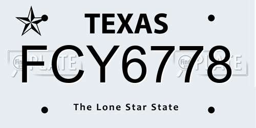 FCY6778 Texas License Plate