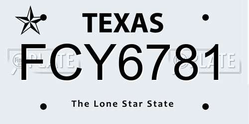 FCY6781 Texas License Plate
