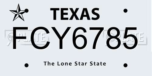 FCY6785 Texas License Plate