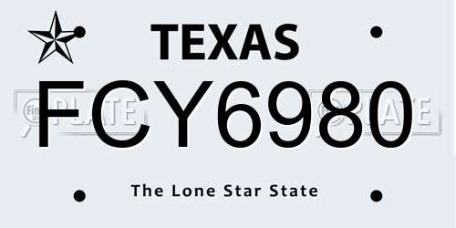 FCY6980 Texas License Plate