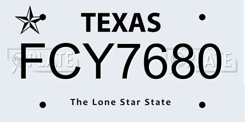 FCY7680 Texas License Plate