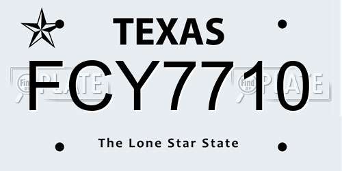 FCY7710 Texas License Plate