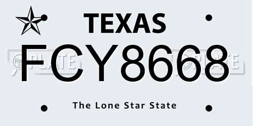 FCY8668 Texas License Plate
