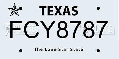 FCY8787 Texas License Plate
