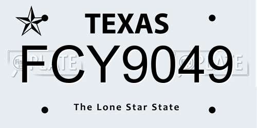 FCY9049 Texas License Plate