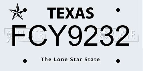 FCY9232 Texas License Plate