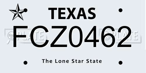 FCZ0462 Texas License Plate