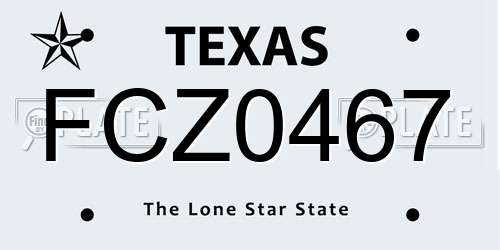 FCZ0467 Texas License Plate