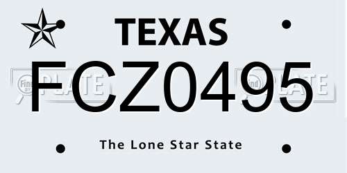 FCZ0495 Texas License Plate