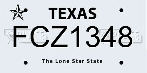 FCZ1348 Texas License Plate