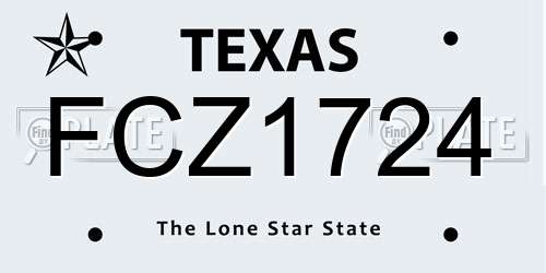 FCZ1724 Texas License Plate