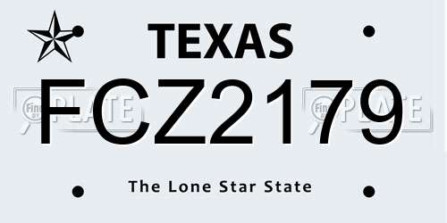 FCZ2179 Texas License Plate