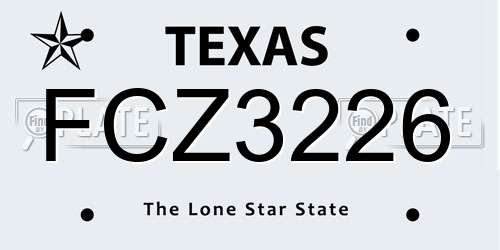 FCZ3226 Texas License Plate