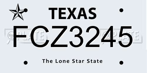 FCZ3245 Texas License Plate