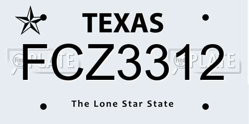 FCZ3312 Texas License Plate