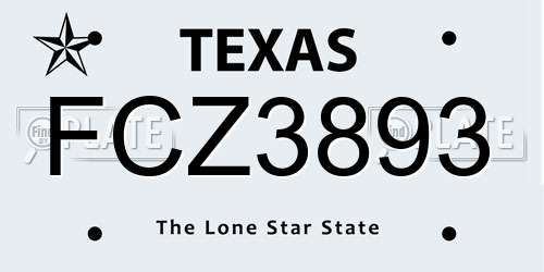 FCZ3893 Texas License Plate