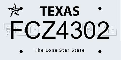 FCZ4302 Texas License Plate