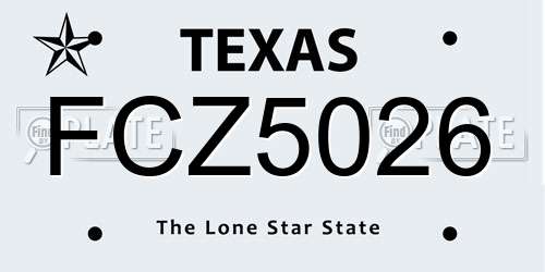 FCZ5026 Texas License Plate