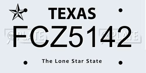FCZ5142 Texas License Plate