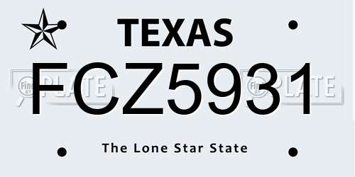 FCZ5931 Texas License Plate