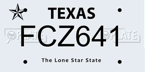 FCZ641 Texas License Plate