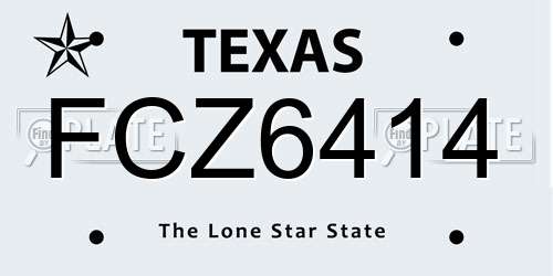 FCZ6414 Texas License Plate
