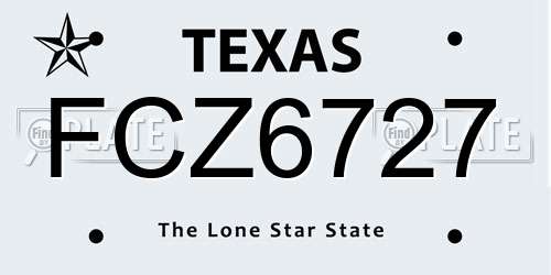 FCZ6727 Texas License Plate