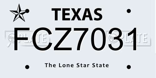 FCZ7031 Texas License Plate