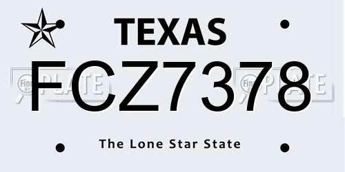 FCZ7378 Texas License Plate