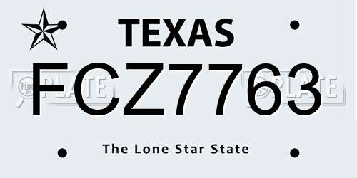 FCZ7763 Texas License Plate
