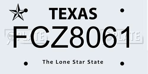 FCZ8061 Texas License Plate
