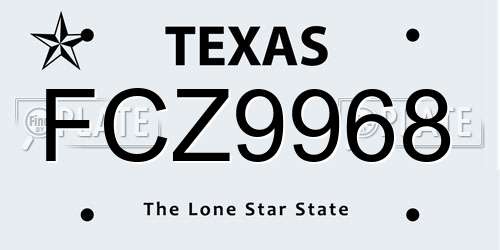 FCZ9968 Texas License Plate