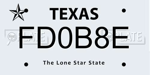 FD0B8E Texas License Plate