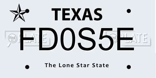 FD0S5E Texas License Plate