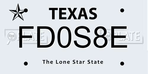 FD0S8E Texas License Plate