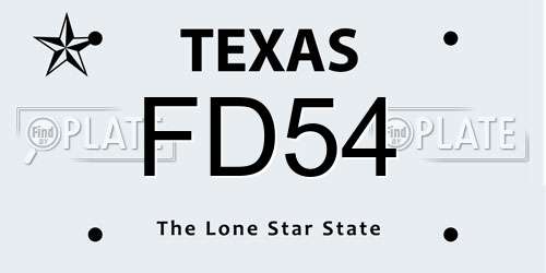 FD54 Texas License Plate